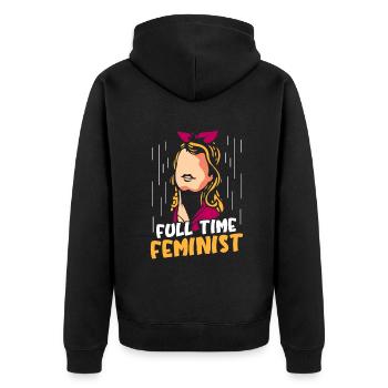 Full time feminist - Unisex Premium Bio Zip Hoodie - Schwarz - Hinten - Nico (187cm)