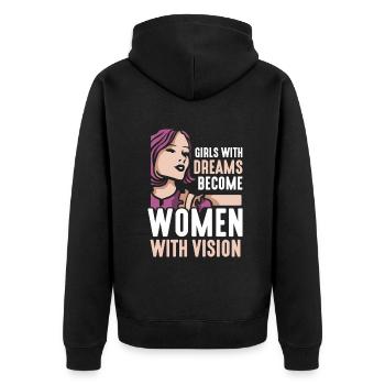 Girls with dreams become women with vision - Unisex Premium Bio Zip Hoodie - Schwarz - Hinten - Nico (187cm)