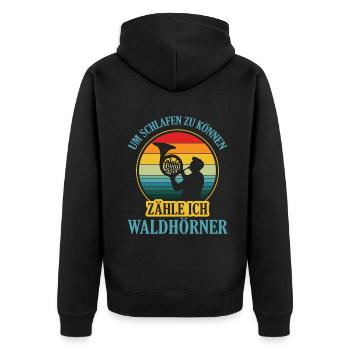 Waldhorn Waldhornspieler Hornist - Unisex Premium Bio Zip Hoodie - Schwarz - Hinten - Nico (187cm)