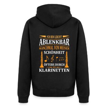 Klarinette Klarinettenspieler Klarinettist - Unisex Premium Bio Zip Hoodie - Schwarz - Hinten - Nico (187cm)