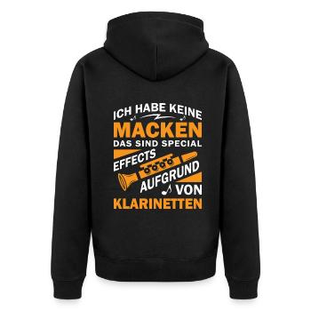 Klarinette Klarinettenspieler Klarinettist - Unisex Premium Bio Zip Hoodie - Schwarz - Hinten - Nico (187cm)