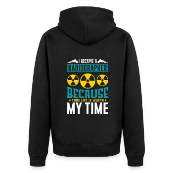 I became a radiographer - Unisex Premium Bio Zip Hoodie - Schwarz - Hinten - Nico (187cm)