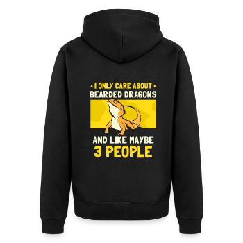 Bearded Dragons and like maybe 3 people - Unisex Premium Bio Zip Hoodie - Schwarz - Hinten - Nico (187cm)