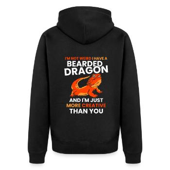 I'm not weird I have a Bearded Dragon - Unisex Premium Bio Zip Hoodie - Schwarz - Hinten - Nico (187cm)