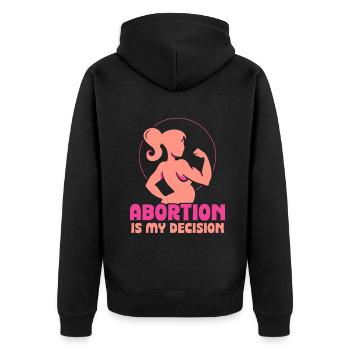 Abortion is my decision - Unisex Premium Bio Zip Hoodie - Schwarz - Hinten - Nico (187cm)