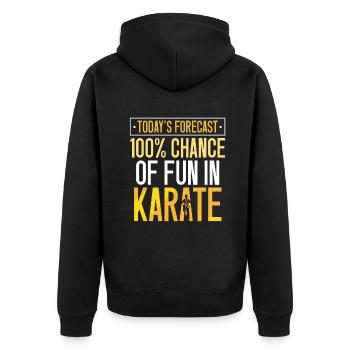 Today's forecast chance of fun in Karate - Unisex Premium Bio Zip Hoodie - Schwarz - Hinten - Nico (187cm)