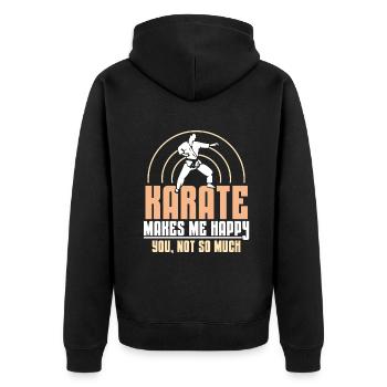 Karate makes me happy you, not so much - Unisex Premium Bio Zip Hoodie - Schwarz - Hinten - Nico (187cm)