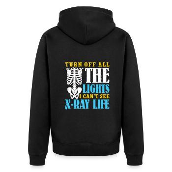 Turn off all the lights I can't see x-ray life - Unisex Premium Bio Zip Hoodie - Schwarz - Hinten - Nico (187cm)