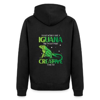 talk about Iguanas - Unisex Premium Bio Zip Hoodie - Schwarz - Hinten - Nico (187cm)