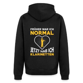 Klarinette Klarinettenspieler Klarinettist - Unisex Premium Bio Zip Hoodie - Schwarz - Hinten - Nico (187cm)