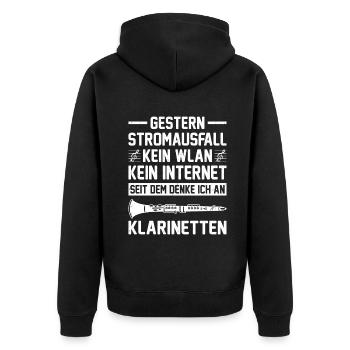 Klarinette Klarinettenspieler Klarinettist - Unisex Premium Bio Zip Hoodie - Schwarz - Hinten - Nico (187cm)
