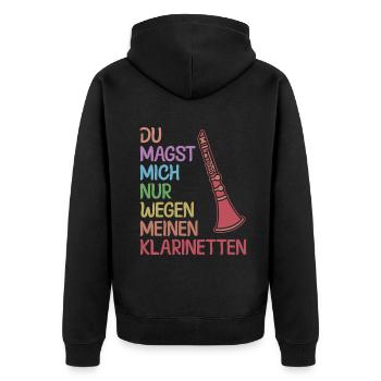 Klarinette Klarinettenspieler Klarinettist - Unisex Premium Bio Zip Hoodie - Schwarz - Hinten - Nico (187cm)