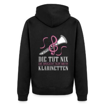 Klarinette Klarinettenspieler Klarinettist - Unisex Premium Bio Zip Hoodie - Schwarz - Hinten - Nico (187cm)