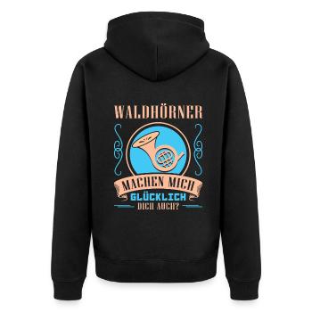 Waldhorn Waldhornspieler Hornist - Unisex Premium Bio Zip Hoodie - Schwarz - Hinten - Nico (187cm)