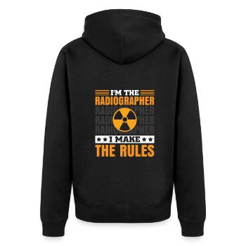 Im a radiographer because i don't mind hard work - Unisex Premium Bio Zip Hoodie - Schwarz - Hinten - Nico (187cm)