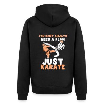 I Just Really Like Karate OK? - Unisex Premium Bio Zip Hoodie - Schwarz - Hinten - Nico (187cm)