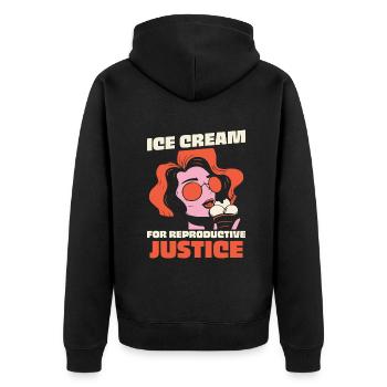 Ice cream for reproductive justice - Unisex Premium Bio Zip Hoodie - Schwarz - Hinten - Nico (187cm)