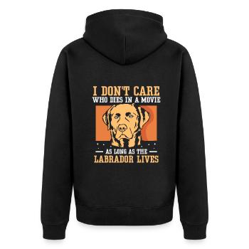 in a movie as long as the Labrador lives - Unisex Premium Bio Zip Hoodie - Schwarz - Hinten - Nico (187cm)