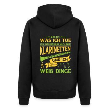 Klarinette Klarinettenspieler Klarinettist - Unisex Premium Bio Zip Hoodie - Schwarz - Hinten - Nico (187cm)