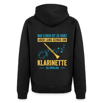 Klarinette Klarinettenspieler Klarinettist - Unisex Premium Bio Zip Hoodie - Schwarz - Hinten - Nico (187cm)