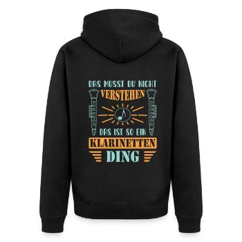 Klarinette Klarinettenspieler Klarinettist - Unisex Premium Bio Zip Hoodie - Schwarz - Hinten - Nico (187cm)