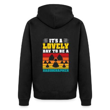 It's a lovely day to be a radiographer - Unisex Premium Bio Zip Hoodie - Schwarz - Hinten - Nico (187cm)