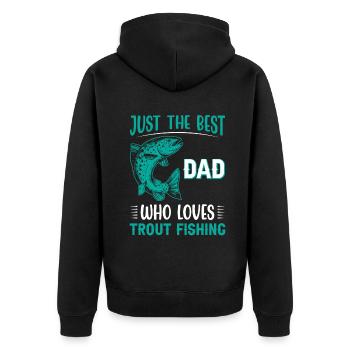 Just the best dad who loves Trout Fishing - Unisex Premium Bio Zip Hoodie - Schwarz - Hinten - Nico (187cm)