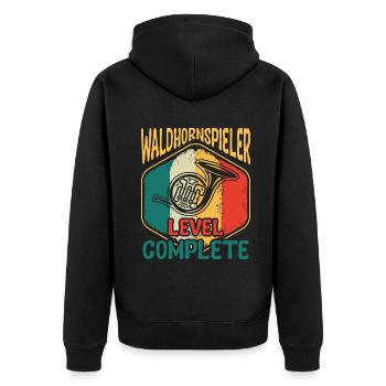 Waldhorn Waldhornspieler Hornist - Unisex Premium Bio Zip Hoodie - Schwarz - Hinten - Nico (187cm)