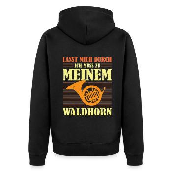 Waldhorn Waldhornspieler Hornist - Unisex Premium Bio Zip Hoodie - Schwarz - Hinten - Nico (187cm)