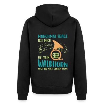 Waldhorn Waldhornspieler Hornist - Unisex Premium Bio Zip Hoodie - Schwarz - Hinten - Nico (187cm)