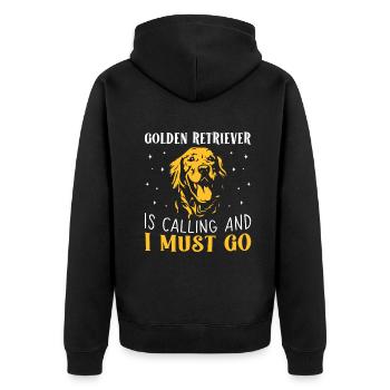 Golden retriever Is Calling And I Must Go - Unisex Premium Bio Zip Hoodie - Schwarz - Hinten - Nico (187cm)