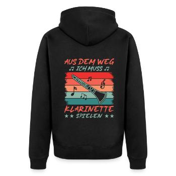 Klarinette Klarinettenspieler Klarinettist - Unisex Premium Bio Zip Hoodie - Schwarz - Hinten - Nico (187cm)
