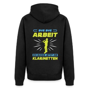 Klarinette Klarinettenspieler Klarinettist - Unisex Premium Bio Zip Hoodie - Schwarz - Hinten - Nico (187cm)