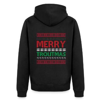 Merry Troutmas Forelle Angeln Weihnachten - Unisex Premium Bio Zip Hoodie - Schwarz - Hinten - Nico (187cm)