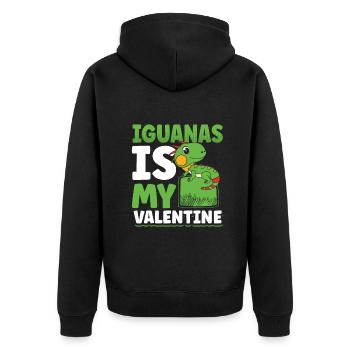 In my head I'm playing with my Iguana - Unisex Premium Bio Zip Hoodie - Schwarz - Hinten - Nico (187cm)