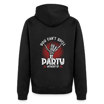 You Can't Spell Party Without Rt - Unisex Premium Bio Zip Hoodie - Schwarz - Hinten - Nico (187cm)
