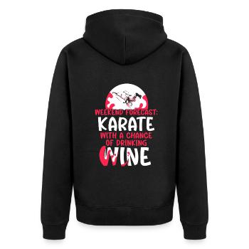 Weekend Forecast Karate Wine - Unisex Premium Bio Zip Hoodie - Schwarz - Hinten - Nico (187cm)