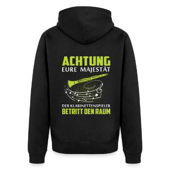 Klarinette Klarinettenspieler Klarinettist - Unisex Premium Bio Zip Hoodie - Schwarz - Hinten - Nico (187cm)