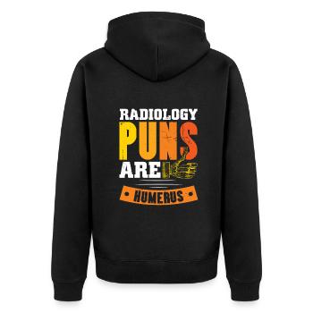 Radiology puns are humerus - Unisex Premium Bio Zip Hoodie - Schwarz - Hinten - Nico (187cm)