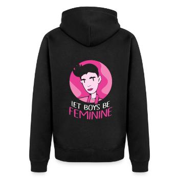 Let Boys Be Feminine - Unisex Premium Bio Zip Hoodie - Schwarz - Hinten - Nico (187cm)
