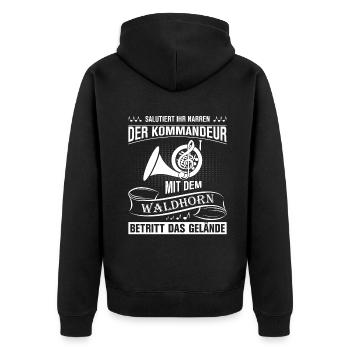 Waldhorn Waldhornspieler Hornist - Unisex Premium Bio Zip Hoodie - Schwarz - Hinten - Nico (187cm)