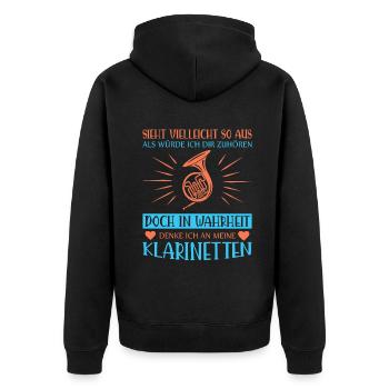 Waldhorn Waldhornspieler Hornist - Unisex Premium Bio Zip Hoodie - Schwarz - Hinten - Nico (187cm)