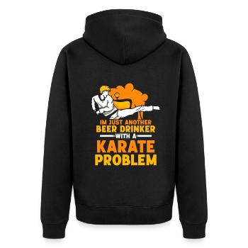 Im just another Beer Drinker with a Karate problem - Unisex Premium Bio Zip Hoodie - Schwarz - Hinten - Nico (187cm)