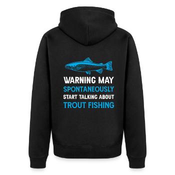 start talking about Trout Fishing - Unisex Premium Bio Zip Hoodie - Schwarz - Hinten - Nico (187cm)