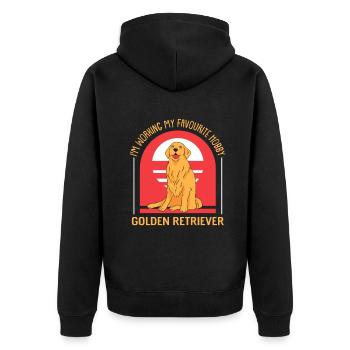 my favourite hobby Golden retriever - Unisex Premium Bio Zip Hoodie - Schwarz - Hinten - Nico (187cm)