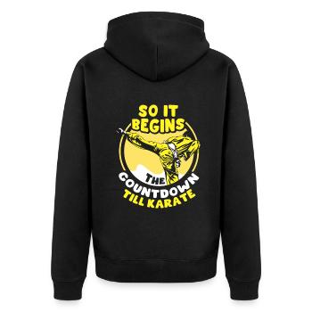 So it begins the countdown till Karate - Unisex Premium Bio Zip Hoodie - Schwarz - Hinten - Nico (187cm)