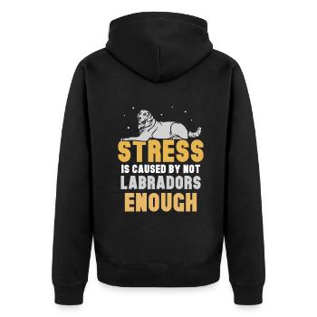 Stress is caused by not Labradors enough - Unisex Premium Bio Zip Hoodie - Schwarz - Hinten - Nico (187cm)