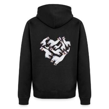 Herz Alpaka - Unisex Premium Bio Zip Hoodie - Schwarz - Hinten - Nico (187cm)