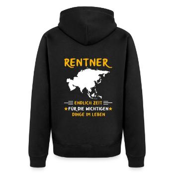 Rentner Rente Rentenbeginn Asien - Unisex Premium Bio Zip Hoodie - Schwarz - Hinten - Nico (187cm)