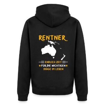 Rentner Rente Rentenbeginn Australien - Unisex Premium Bio Zip Hoodie - Schwarz - Hinten - Nico (187cm)